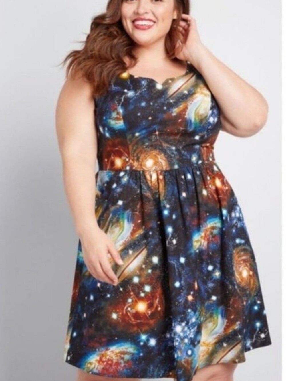 Modcloth Space Galaxy Science Fot and Flare Dress with Pockets XL- 1X